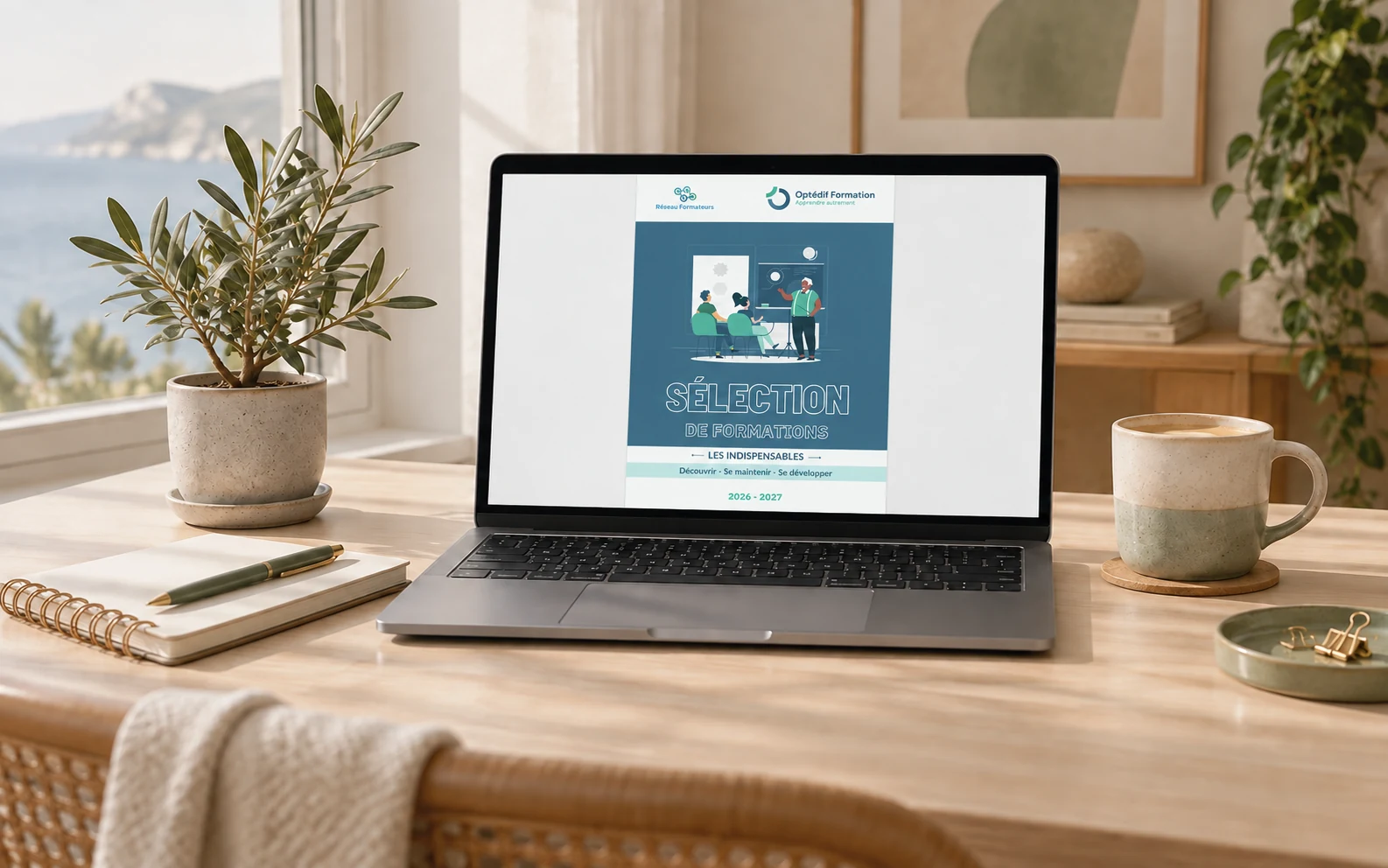 Le catalogue Optédif affiché sur l’ordinateur d’un bureau lumineux