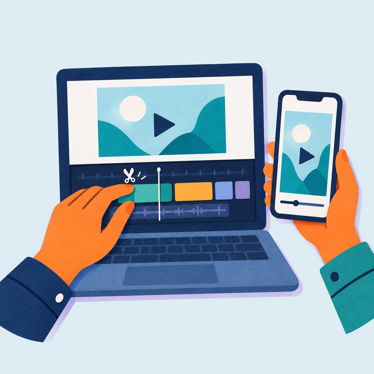 Illustration du montage d’une vidéo courte pour les réseaux sociaux
